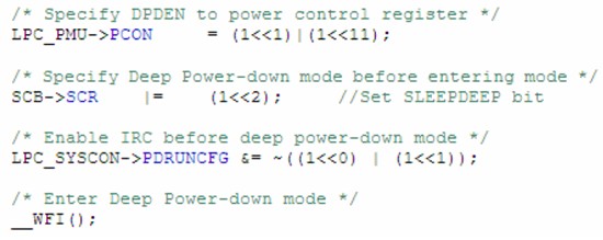 示例代码（深度掉电模式）--LPCXpresso环境下的LPC1100低功耗模式和唤醒时钟