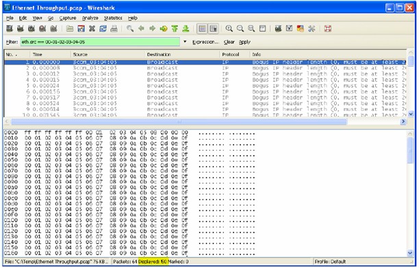 用WireShark检查数据--基于NXP ARM 微控制器的以太网吞吐性能